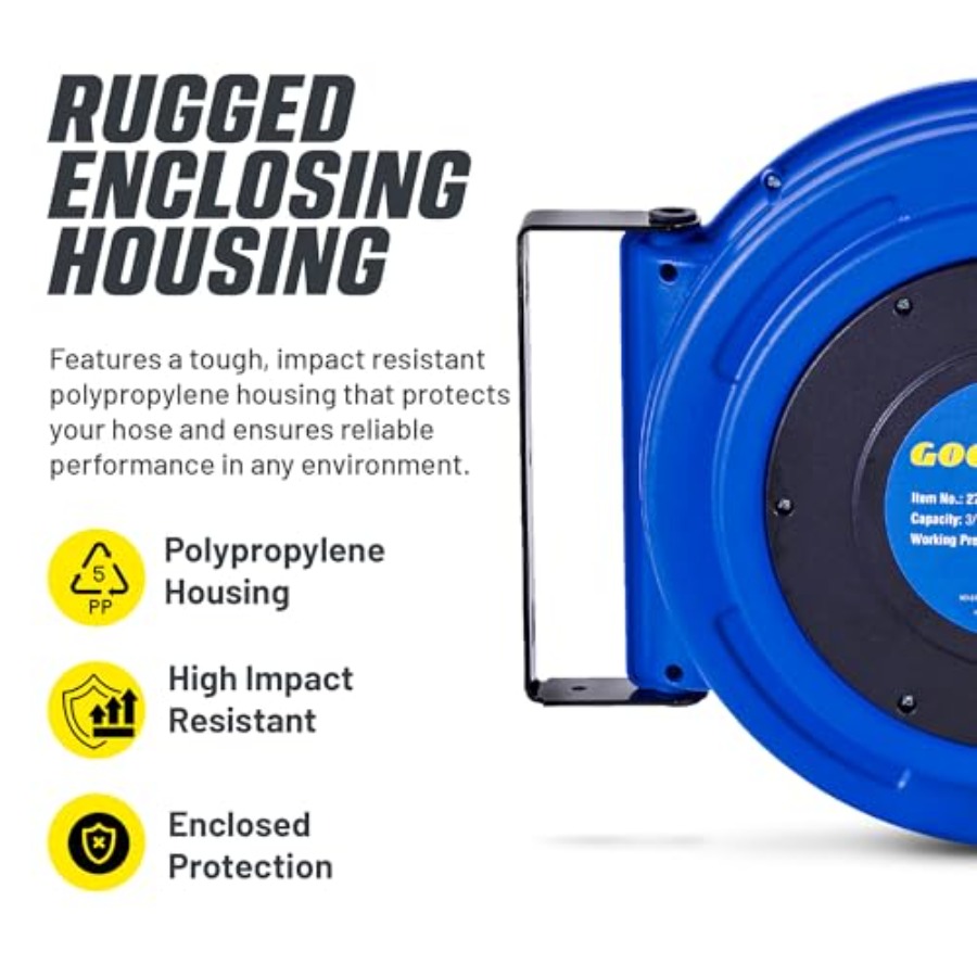 Retractable Air Hose Reel 3/8  - Reel Handle のレビューと価格