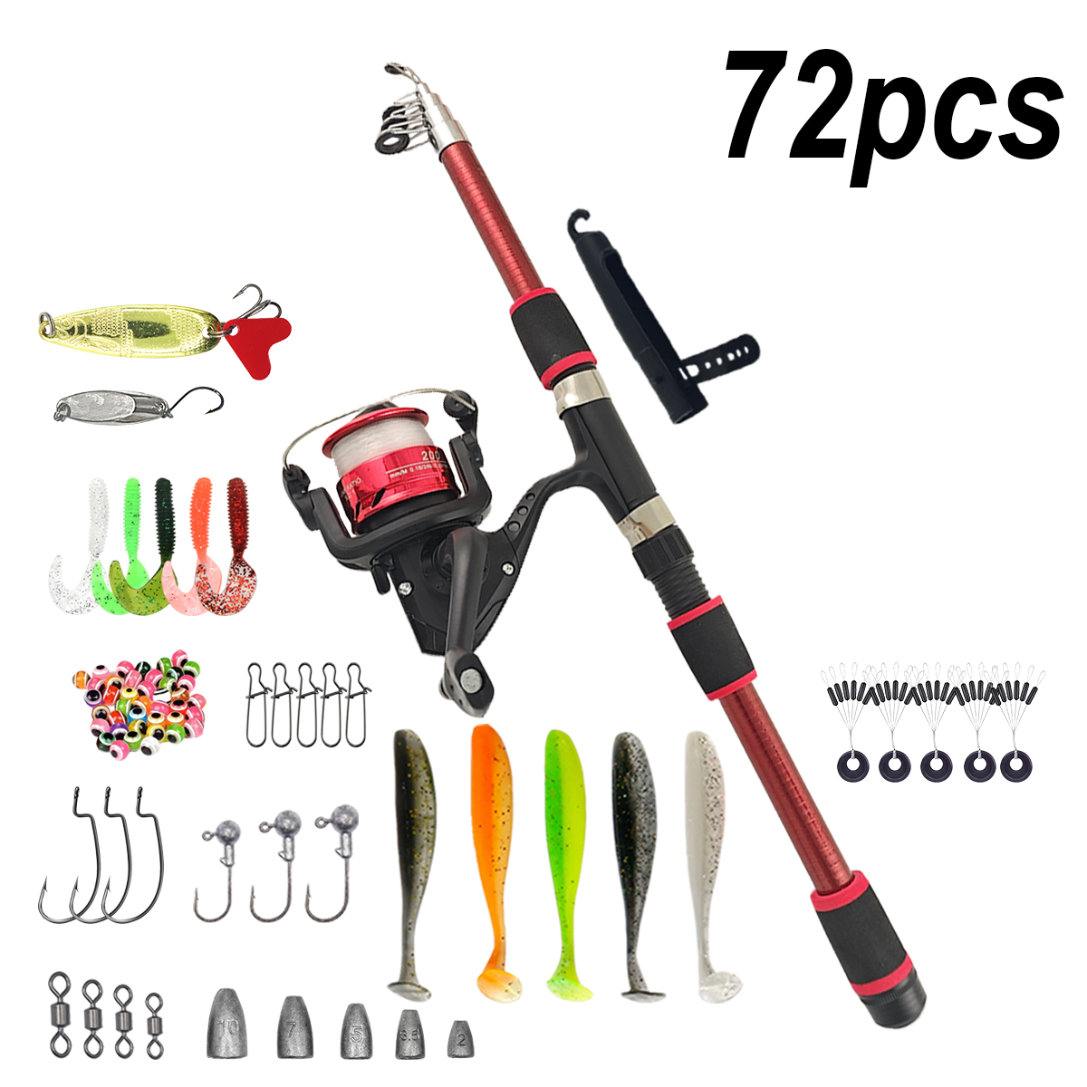 Fishing Pole Set Full Kits Wit - Spincast Reel のレビューと価格