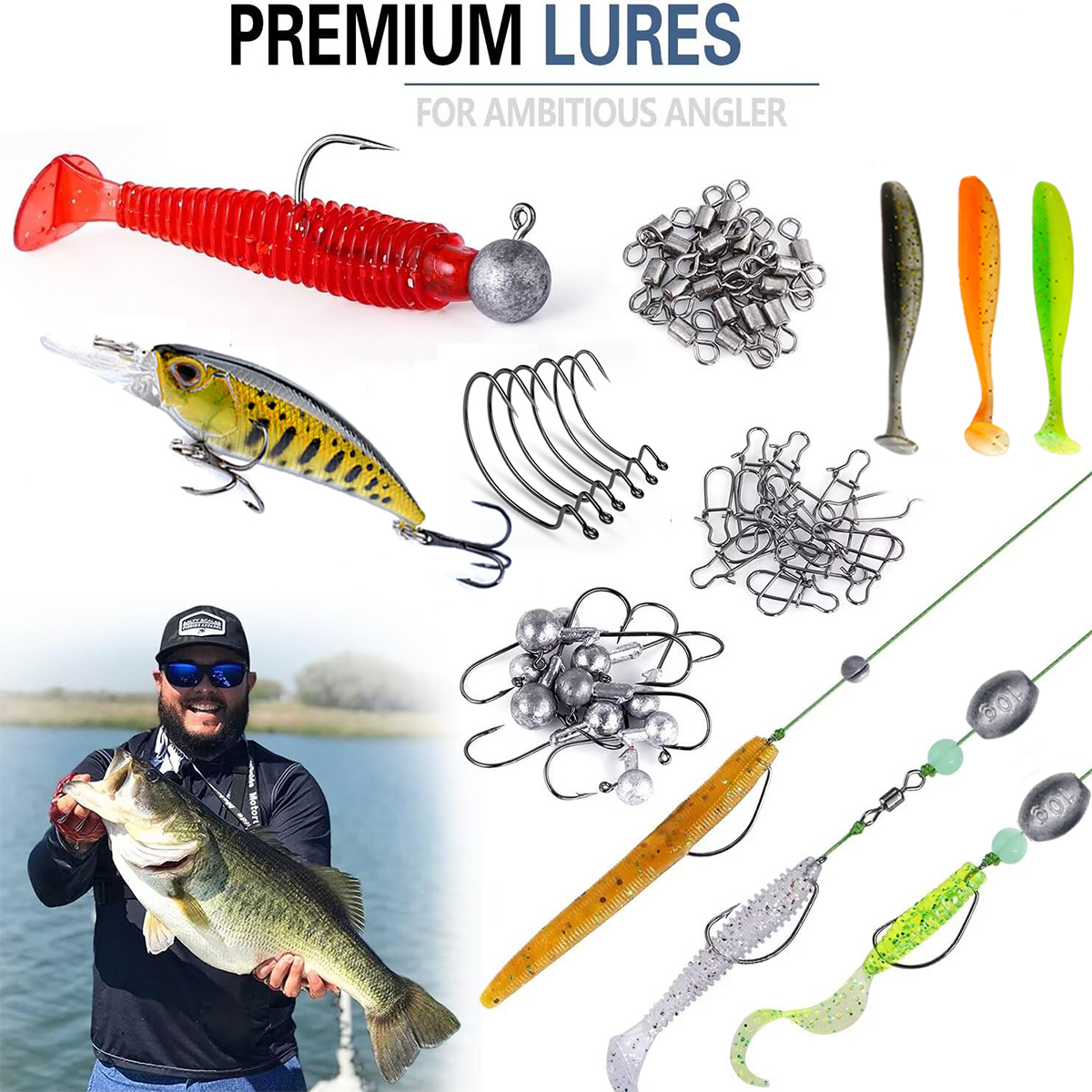 Fishing Pole Set Full Kits Wit - Spincast Reel のレビューと価格